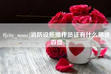 汉中消防设施操作员证有什么用途百度